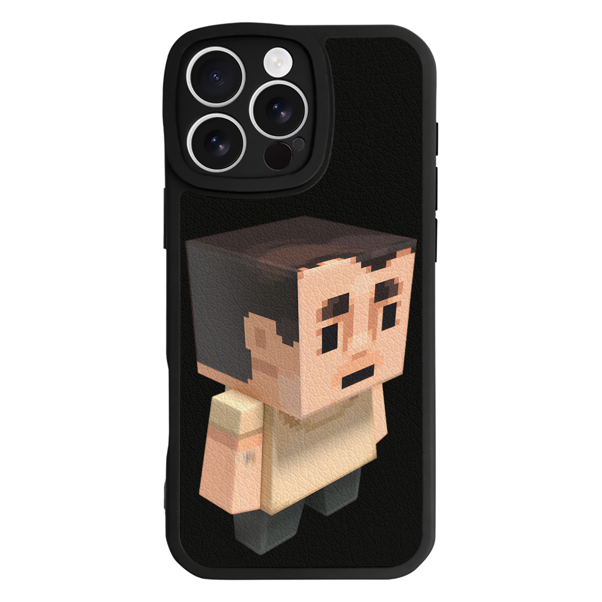 （画像用） マインクラフト ブロックの世界 Minecraft MC Block world 【iPhone 16シリーズ対応】シリコンスマホケース（レザー調） 材質：シリコン